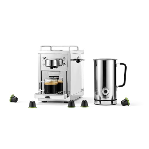 Sjöstrand Espressomaschine & Milchaufschäumer Bundle - kompatibel mit Nespresso, Edelstahlgehäuse, Skandinavisches Design (Chrom) Sjöstrand Espressomaschine & Milchaufschäumer Bundle - kompatibel mit Nespresso, Edelstahlgehäuse, Skandinavisches Design (Chrom)