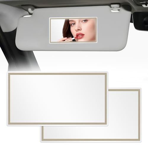 Miroir de courtoisie de Voiture, 2 PCS Grand Miroir de Maquillage de Voiture,Miroir Pare Soleil Voiture,Miroir de Maquillage Autocollant,Miroir Pare-Soleil en...