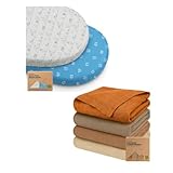 KeaBabies 2-Pack Bassinet Sheets for Girls, Boys and 4-Pack Muslin Swaddle Blankets for Boys, Girls - 100% Cotton Bassinet Mattress Protector - Baby Swaddle Blanket for Newborn