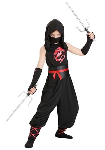 Disfraz de ninja negro para niño muscular miniatura 2