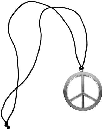 Amscan Peace Necklace in Black/Silver, 26.5 inch Plastic Retro Style Unisex Fashion Statement Piece image 4