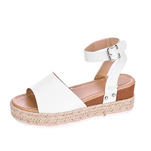 Aodong Sandals For Women Strappy Platform Sandals Platformed Sandals Open Toe Strappy Sandal White #TOP4