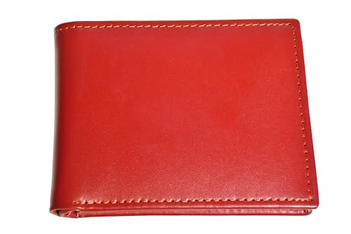Generic Leather Bi-Fold Wallet, Premium Craftsmanship, Fully Embossed Maroon/Burgandy Genuine Leather, Versatile Design, Multiple Colors (Maroon/Burgandy)