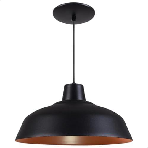 Lustre Pendente Luminária Retrô 34cm 40cm em Alumínio Com Interio...