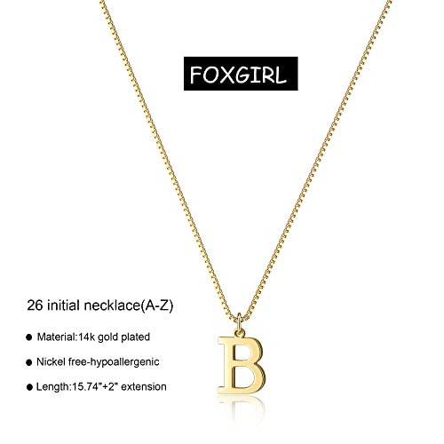 image for Foxgirl Gold Initial Necklaces for Women, Dainty Box Chain Letter Neck
