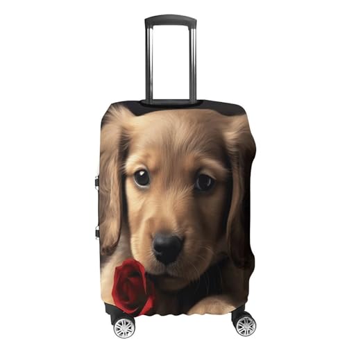 Cute Pet Dog Travel Luggage Cover Anti-scratch Suitcase Cover Elastic Suitcase Protective Cover Fits 19-32 Inch Luggage L4