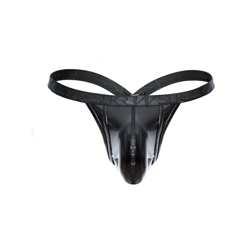 String Hommes SUKREW Wet Look Bubble Thong Slip Ficelle Noir Brillant