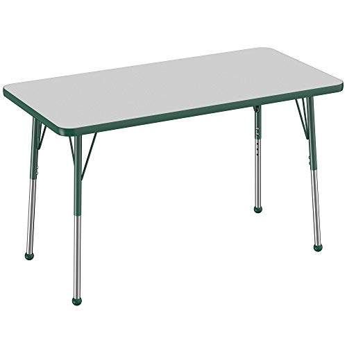 FDP 24" x 48" Rectangle Table with Ball Glide Legs - Gray/Green