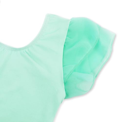 Image of EQSJIU Ballet Leotards for Girls with Removable Skirt Combo Tie Ruffle Sleeve Outfit