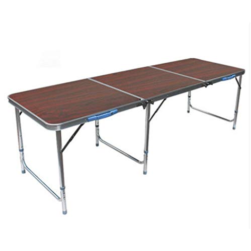 Mesa plegable portátil de plástico resistente con bloqueo de asa para picnic, fiesta, playa, color marrón