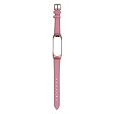 COHEALI Cinturino in Pelle di Vitello per Mi Band Braccialetto Sostitutivo con Scocca in Lega Design Ergonomico e Cuciture Rifinite Rosa Elegante Resistente e Confortevole