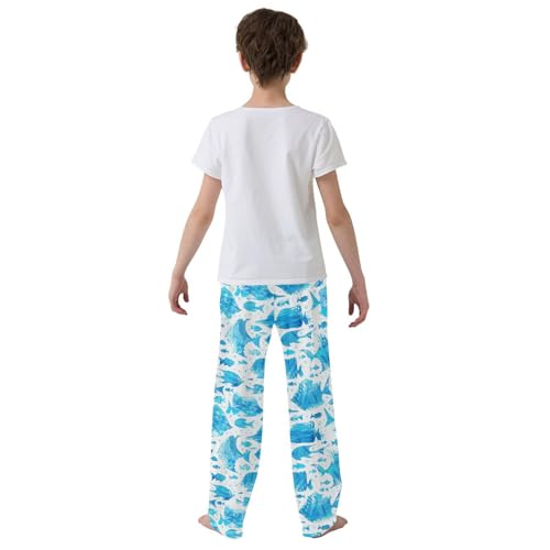 ZZXXB Watercolor Fish Boys Long Pants Soft Trousers Elastic Waist Kids Lounge Bottoms with Pockets S-XL3