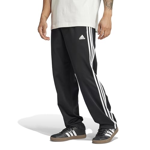 adidas Men's Essentials Warm-up Open Hem 3-stripes Tracksuit Bottoms, Black/White, Medium/31' Inseam