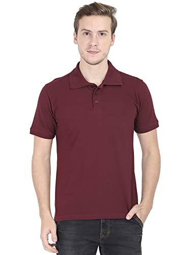 Image of RSO Outfits Men's Plain Collar Regular Fit Solid Half Sleeve Casual Maroon Polo Shirt /T-Shirt