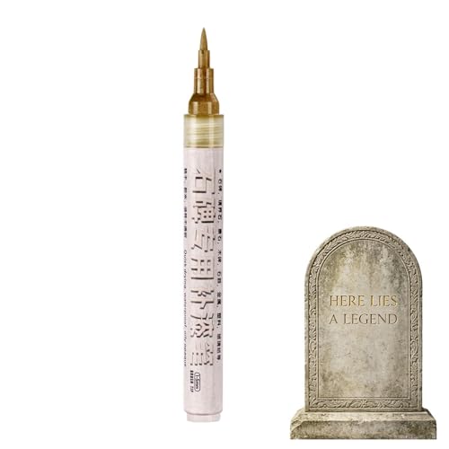 Generico Gold Lettering Pen, Tombstone Restoration Marker, 6.3 Inches Stone Pen with Precision Tip, Sturdy Grave Marker Tool, Memorial Ballpen with Fine Design, Cemetery Tool for Granite Marble