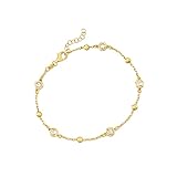 Ross-Simons Italian 1.15 ct. t.w. Bezel-Set CZ Station Anklet