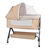 ◡̈ 【Design confortable et respirant】 : le matelas de soutien et amovible avec un rembourrage en éponge épais et résistant et une housse en tissu doux est conçu pour un sommeil doux toute la nuit. En outre, la maille respirante et visible des deux côtés de ce berceau pour bébé permet aux parents d'observer l'état du bébé à tout moment tout en assurant la ventilation.