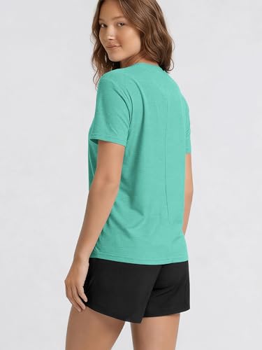 Image of ODODOS Women's Performance Cropped Tee Ultra Soft odSTRATUM Tech Short Sleeve Relaxed Top Crew Neck T-Shirts