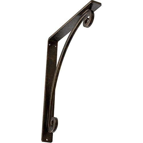 Ekena Millwork BKTM01X10X12SLEABS Metal Bracket, 1 1/2" W x 10" D x 12" H, Antiqued Brass