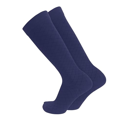 Image of Truform Pattern Compression Socks, 8-15 mmHg, Men & Women's Diamond Knit Dress Socks, Knee High Over Calf Length, Charcoal, Medium