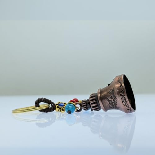 Image of OTTAVO Guardian Bell Keychain, Oxidized Copper, Tibetan Style, 5 cm Height, Good Luck Charm
