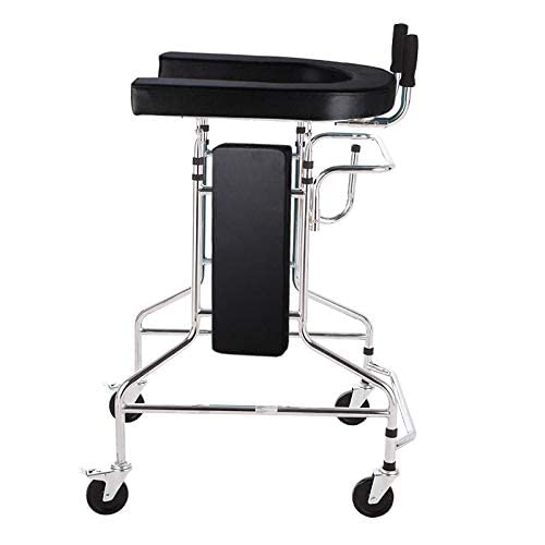 ADITAM Standard Walker Składany chodzik Lekki chodzik dla niepełnosprawnych o regulowanej wysokości z siedzeniem Czterokołowy chodzik rehabilitacyjny z siedziskiem (czarny) Double the comfort