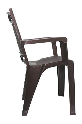 Image of Prima Plastic Chair for Living Room | Set of 2 | Chair for Home, Living Room, Multipurpose | Stackable Chair with arm | 100% Virgin Plastic | Quikr 3 (Weather Brown Colour)