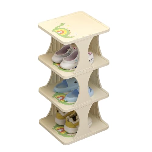 Kinder Schuhregal, 4 Ebenen, Kunststoff Schuhständer, Dinosaurier Motiv