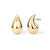 PAVOI 14K Gold Plated 925 Sterling Silver Post Teardrop Chunky Hoop Earrings | Lightweight Drop Earrings for Women | Designer Dupe Earrings