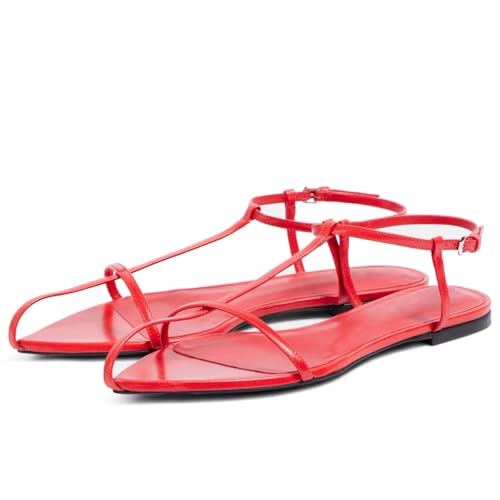 Image of Goolita Metallic Flat Sandals For Women Buckle Ankle Strap Slide Sandals Open Pointed Toe Comfortable Strappy Sandals