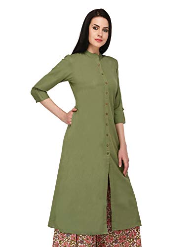 Image of Pistaa's Women's Cotton Regular Fit Casual Kurta