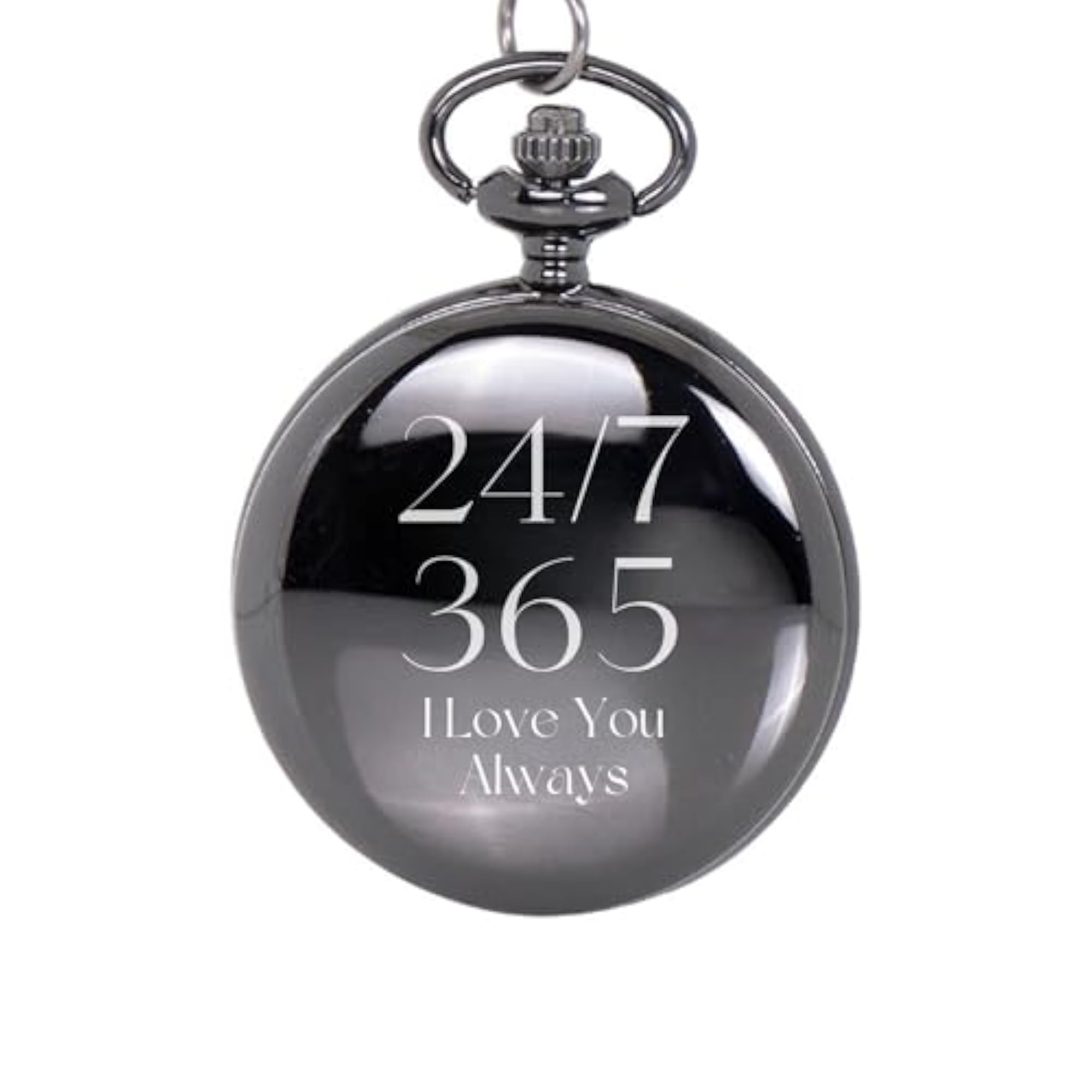 Antique Pocket Watch with Valentine 24/7 Design, Black