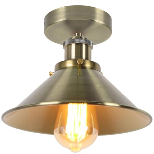 iDEGU Plafonnier Industriel Luminaire en Métal Design Edison Lustre Suspension Vintage Lampe de Plafond E27 Éclairage Décoration pour Cuisine, Chambre,...