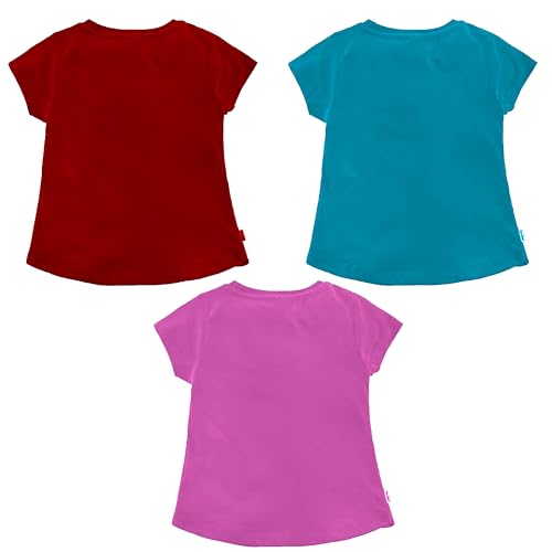 Image of NammaBaby Baby Girl Pure Cotton Hoseiry Regular Fit T-Shirt Top Tshirt - Pack of 3