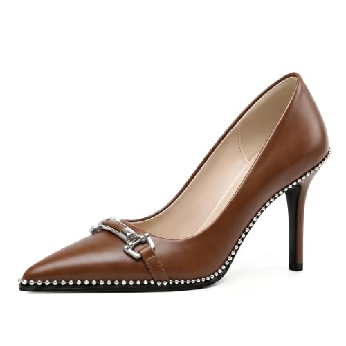 Image of Women's High Heel Pumps Stiletto Heel Pumps for Women Pointed Toe Heels Elegant Classic 3.5 Inch Beaded Pumps