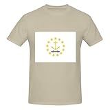 Rhode Island State Flag Print Herren Baumwolle Kurzarm T-Shirts – Klassische Grafik-T-Shirts...