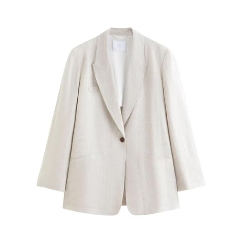 Blazer de bureau en lin pour femmes veste décontractée coupe relax chic