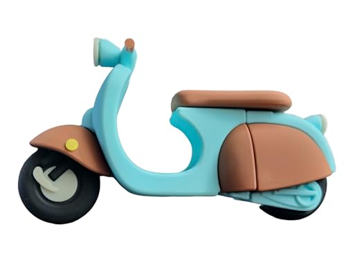Ulticool Memoria USB de estilo vintage con forma de scooter, 32 GB, diseño retro, color turquesa, azul y marrón
