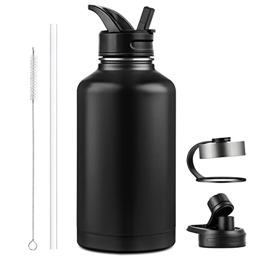 Botella de agua de acero inoxidable de 64 oz (negro) Cover