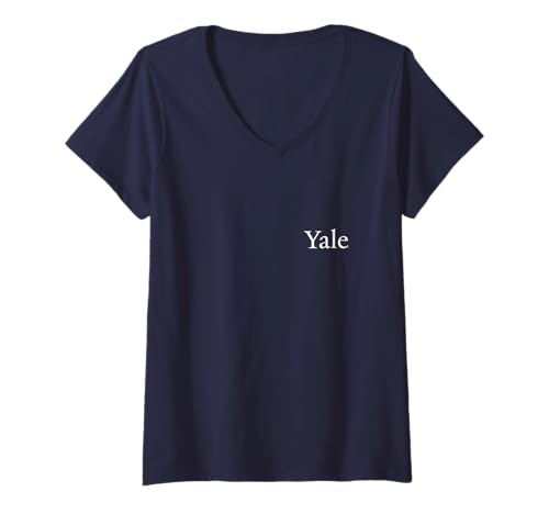 Femme Yale Bulldogs | Produit officiel de l'Université NCAA | YALE026 T-Shirt avec Col en V