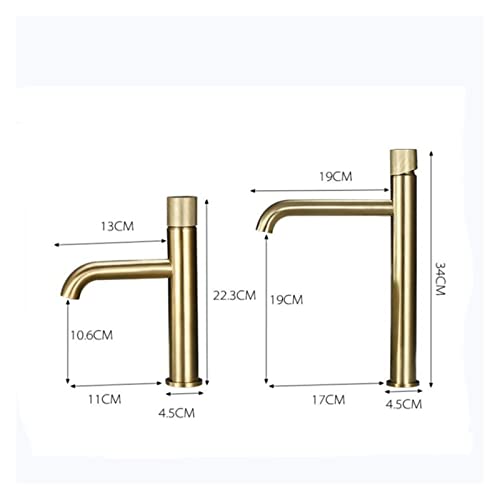 Grifo monomando de lavabo oro cepillado para reformar baños modernos 8