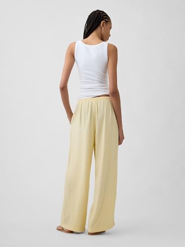 Image of Gap Womens Wide Leg Linen Pull on Pant