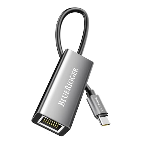 BlueRigger USB C to Ethernet Adapter (1000Mbps Type-C Gigabit Ethernet LAN Network Adapter, RJ45 to USB-C, USB 3.1, Thunderbolt 3/4) - Compatible with Laptop, Phone, Tablet, Nintendo Switch