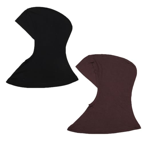 Image of LMVERNA 2 Pieces Modal Hijab Cap Adjustable Muslim Stretchy Turban Full Cover Shawl Undercap Full Neck Coverage for Women