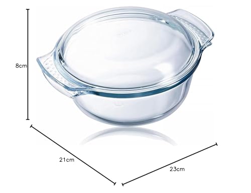 Pyrex Classic Vidrio - Cazuela redonda con tapa, 3.5 l
