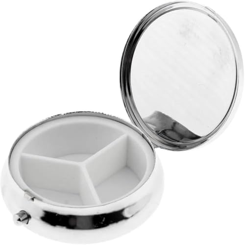 Image of Flowers Round Pill Box,3 Cell Plastic Insert,20 Pills Holding Capacity Button to Open,Mini Portable Portable Long-Term Storage Perfect for Carrying in Pockets,Wallets,Travel,Work