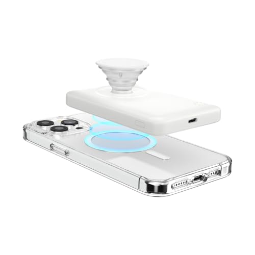 Image of PopSockets PowerPack for MagSafe, Magnetic Power Bank, Portable Phone Charger, Black - White