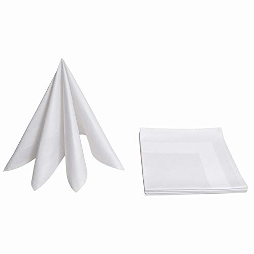Texmaxx - Lot de 6 serviettes de table - En coton à fil plein - Bord atlas - De forme carrée - Idéale pour hôtel et restauration - 50 x 50 cm - Autres tailles au choix - Blanc Cover