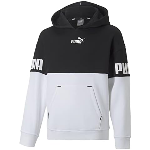 PUMA Girls Power Colourblock Hoodie, Black Cover