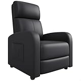 Garvee Recliner Chair for Adults, PU Leather Lazy Recliner Ergonomic Adjustable Single Sofa Enhanced with Side Pocket, Tall Back, Wide Arms & Padded Seat, Home Theater Seating for Living Room